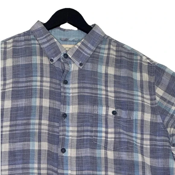 Weatherproof Vintage Mens XL Blue on Blue Plaid Short-Sleeve Cotton Camp Shirt - Picture 1 of 6